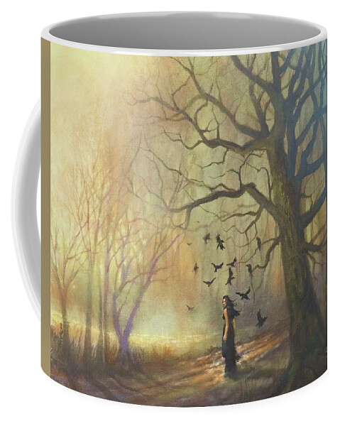 Solitary Figure Coffee Mug featuring the painting A New Day by Tom Shropshire