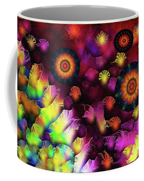 Art And Poetry Coffee Mug featuring the mixed media A Poets Birthday Dance through Fire and Rain 2019 by Aberjhani