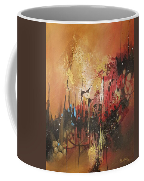 Abstract; Abstract Expressionist; Contemporary Art; Tom Shropshire Painting; Shades Of Blue And Red Coffee Mug featuring the painting A Political Landscape by Tom Shropshire