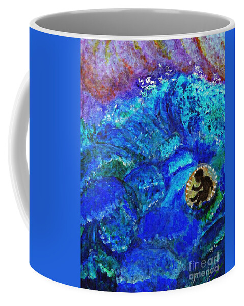 Wave Coffee Mug featuring the painting A Quiet Place in the Storm by Sarah Loft