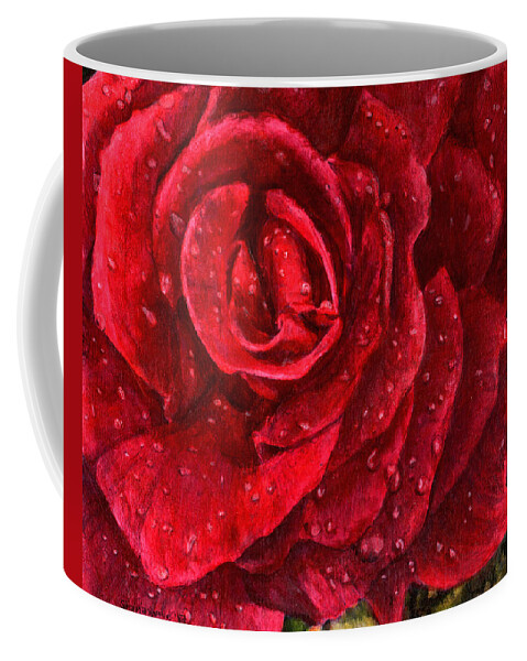 Rose Coffee Mug featuring the painting A Rose for my Love by Shana Rowe Jackson