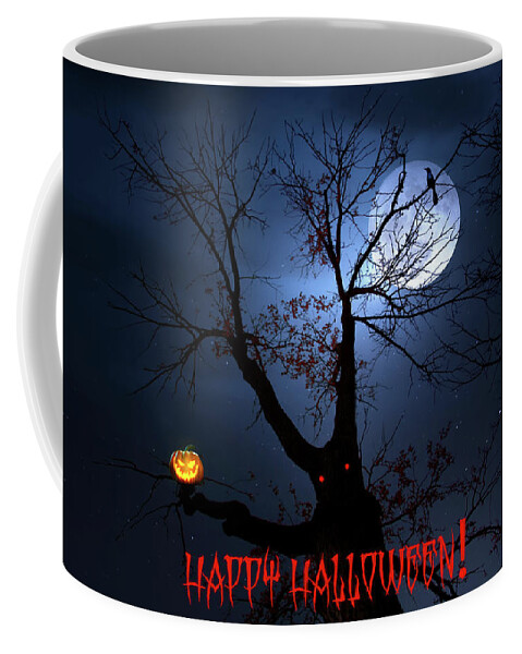 Halloween Coffee Mug featuring the digital art A Spooky Halloween Greeting by Mark Andrew Thomas