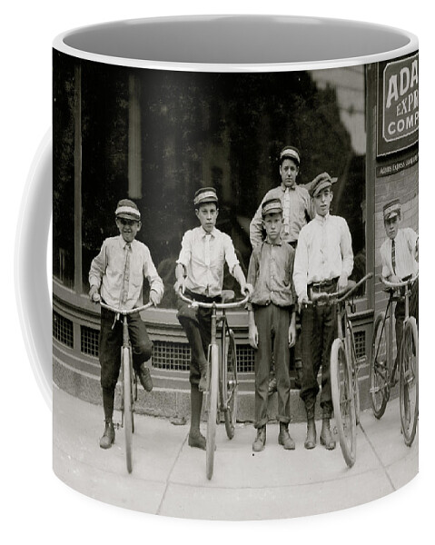 Child Labor Coffee Mug featuring the painting A typical group of Postal Messengers in Norfolk, Va. by 
