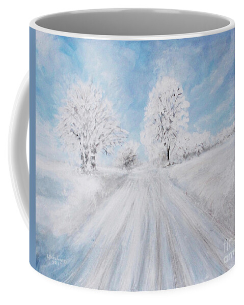 Landscape Coffee Mug featuring the painting A Winter's Day by Lyric Lucas