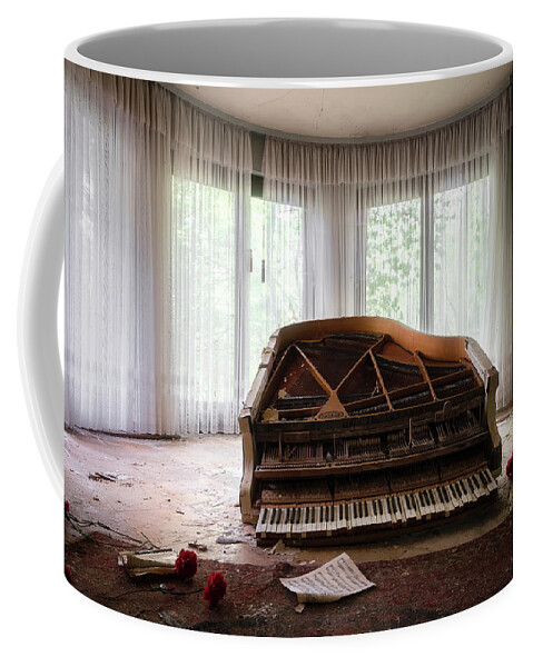 Urban Coffee Mug featuring the photograph Abandoned Piano with Flowers by Roman Robroek