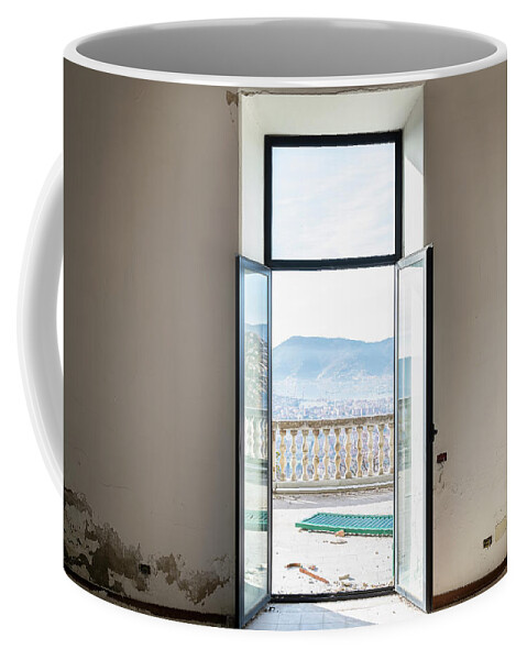 Urban Coffee Mug featuring the photograph Abandoned Villa with Beautiful View by Roman Robroek