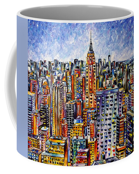 I Love New York Coffee Mug featuring the painting Above New York by Mirek Kuzniar
