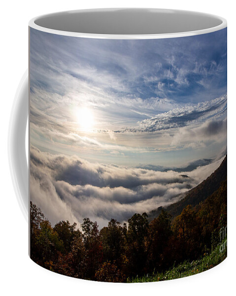 Clouds Coffee Mug featuring the photograph Above the clouds on the Blue Ridge Parkway by L Bosco