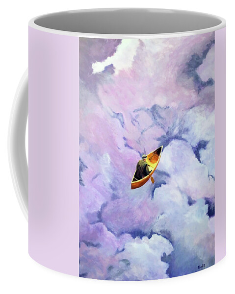 Surrealism Coffee Mug featuring the painting Above The Clouds by Thomas Blood