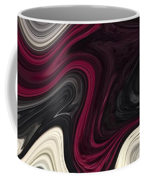 Abstract Coffee Mug featuring the painting Abstract Art - Colorful Fluid Painting Marble Pattern Black and Red by Patricia Piotrak