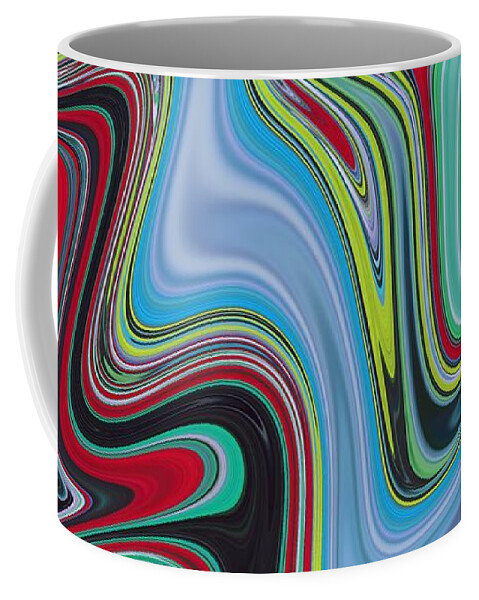 Abstract Coffee Mug featuring the painting Abstract Art - Colorful Fluid Painting Marble Pattern Red and Blue by Patricia Piotrak