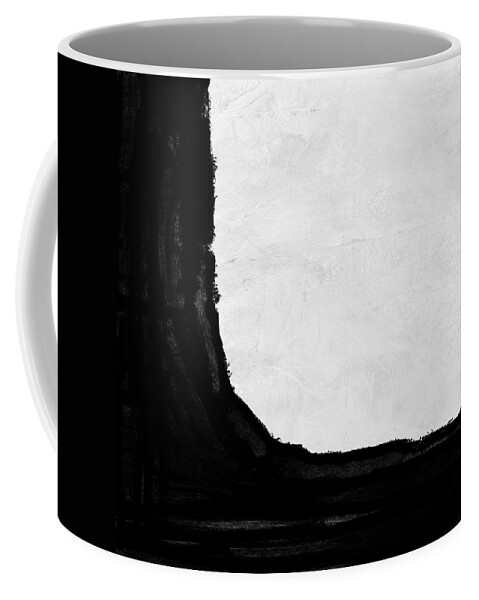 Black And White Coffee Mug featuring the painting Abstract Black and White No.69 by Naxart Studio