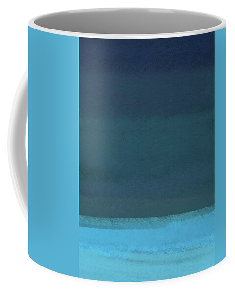 Landscape Coffee Mug featuring the painting Abstract Blue Ocean Sunset by Naxart Studio