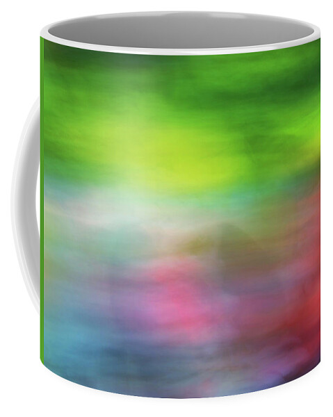 Abstract Coffee Mug featuring the photograph Abstract blurred rainbow lines background of fractal artwork by Teri Virbickis