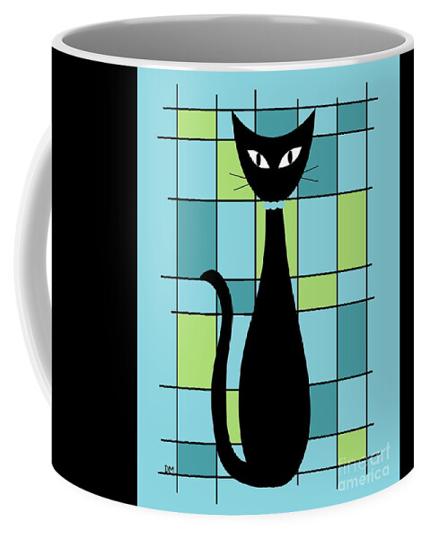  Coffee Mug featuring the digital art Abstract Cat in Light Blue by Donna Mibus