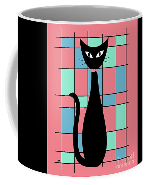  Coffee Mug featuring the digital art Abstract Cat in Pink by Donna Mibus