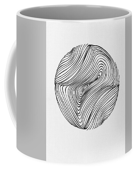 Black And White Coffee Mug featuring the mixed media Abstract Circle Pattern I by Naxart Studio