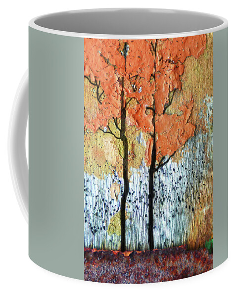 Abstract Coffee Mug featuring the painting Abstract Fall Trees 300 by Sharon Williams Eng
