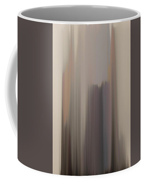 Abstract Coffee Mug featuring the digital art Abstract landscape earth tones subtle pale blue 40 by Itsonlythemoon