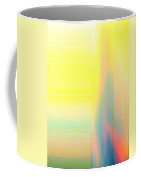 Abstract Coffee Mug featuring the digital art Abstract Landscape Yellow Stripes by Itsonlythemoon -