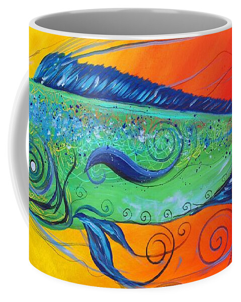 Fish Coffee Mug featuring the painting Abstract Mahi Mahi, 8 by J Vincent Scarpace