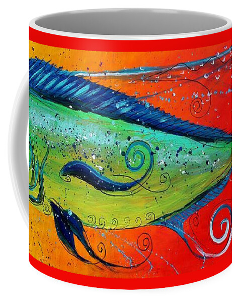 Fish Coffee Mug featuring the painting Abstract Mahi Mahi by J Vincent Scarpace