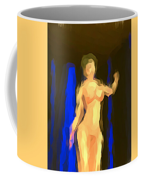 Abstract Nude Coffee Mug featuring the digital art Abstract Nude standing by Cathy Anderson