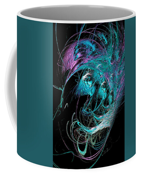 Octopus Coffee Mug featuring the digital art Abstract Octopus Fractal Art Light Blue by Don Northup