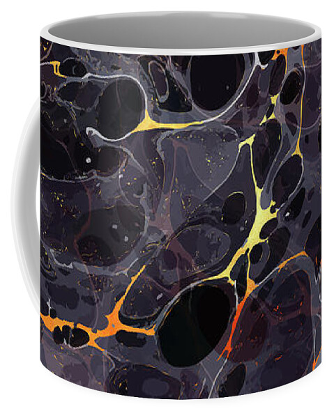 Abstract Coffee Mug featuring the mixed media Abstract Painting - Marbling art 05- Fluid Painting - Black, Gold Abstract - Modern Abstract by Studio Grafiikka