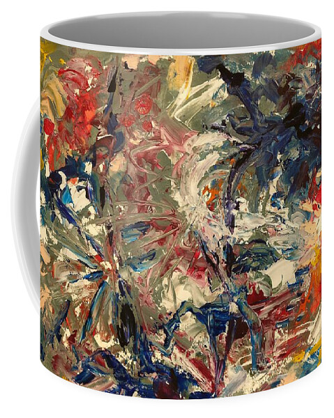 Spacial Coffee Mug featuring the painting Abstract Puzzle by Nicolas Bouteneff