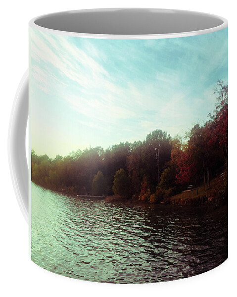 Split Tone Coffee Mug featuring the photograph Across the Lake by Kelly Thackeray