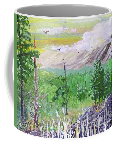 Landscape Coffee Mug featuring the painting Across the Valley 300 by Sharon Williams Eng