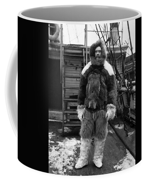 Robert Peary Coffee Mug featuring the photograph Admiral Peary On The Steamship Roosevelt - 1909 by War Is Hell Store