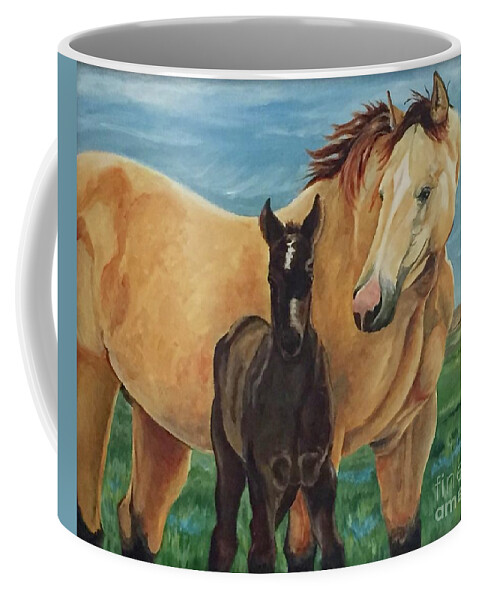 Horses Coffee Mug featuring the painting Adoring Glance by Genie Morgan