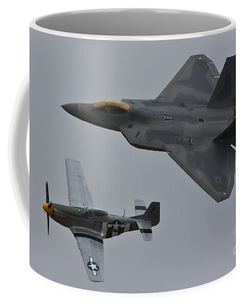 F22 P51 Coffee Mug featuring the photograph Aerial Domination by Greg Smith