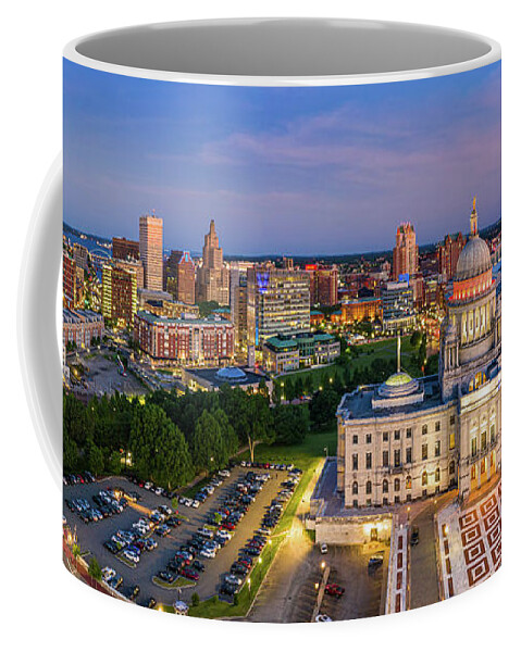 Providence Coffee Mug featuring the photograph Aerial panorama of Providence, Rhode Island by Mihai Andritoiu