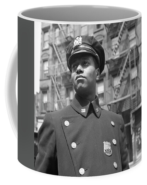 African Coffee Mug featuring the painting African American New York, New York. Policeman no. 19687 by Unknown