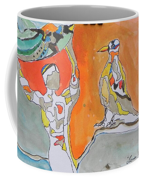 Ethnic Coffee Mug featuring the painting African story by Ilona Petzer