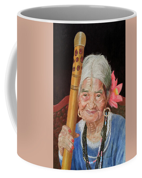 Woman Coffee Mug featuring the drawing Aging Beauty by Quwatha Valentine