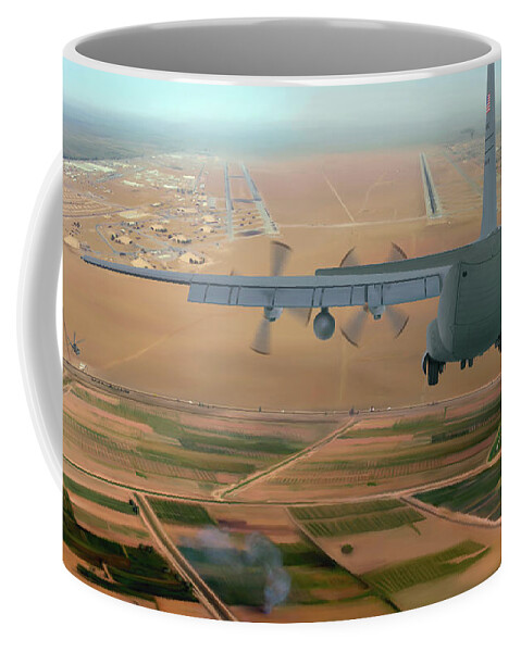 C-130 Coffee Mug featuring the digital art Alarm Red by Michael Brooks