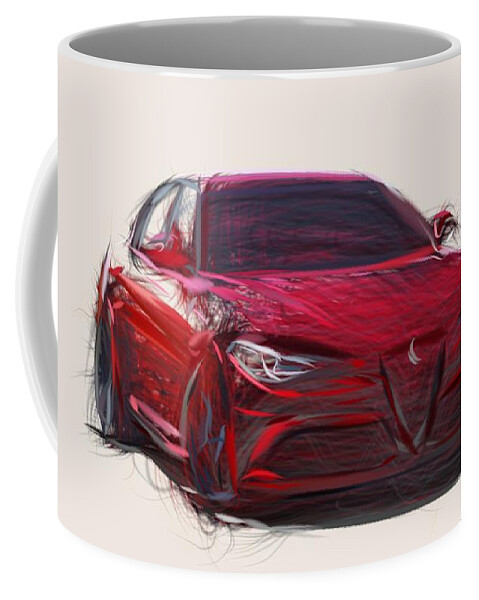 Alfa Coffee Mug featuring the digital art Alfa Romeo Giulia Draw by CarsToon Concept