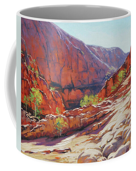 Alice Springs Coffee Mug featuring the painting Alive Springs Ormiston Gorge by Graham Gercken