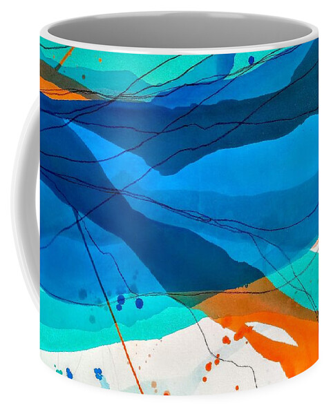 Blue Coffee Mug featuring the painting All In The Same Boat by Tracy Bonin
