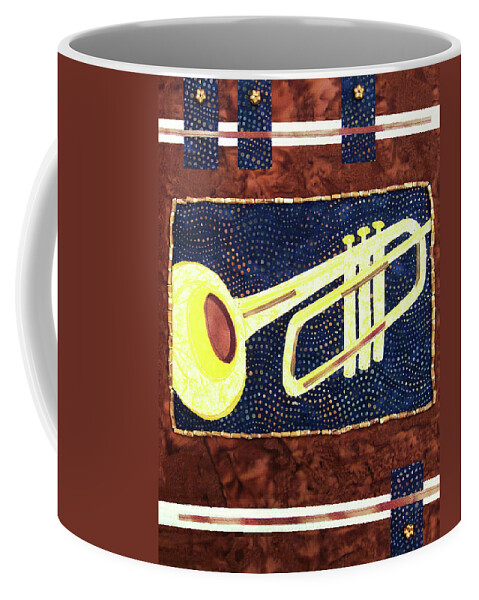 Trumpet Coffee Mug featuring the tapestry - textile All That Jazz Trumpet by Pam Geisel
