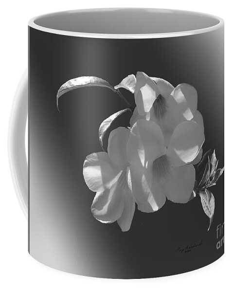 Flower Coffee Mug featuring the photograph Allamanda Splendor BW by Gary F Richards