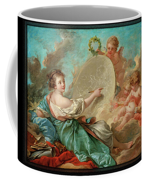 Allegory Of Painting Coffee Mug featuring the digital art Allegory of Painting by Francois Boucher by Rolando Burbon