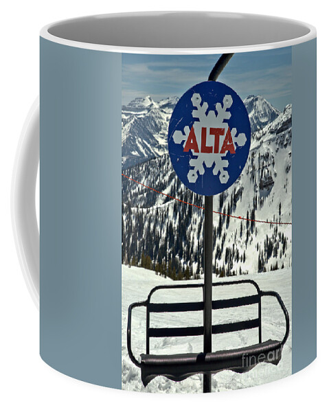 Alta Coffee Mug featuring the photograph Alta Ski Lift Chair by Adam Jewell