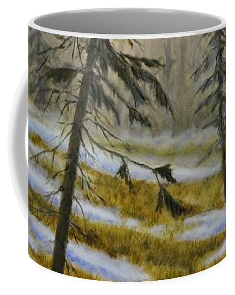 Landscape Coffee Mug featuring the painting Amber Suffusion by Lee Tisch Bialczak