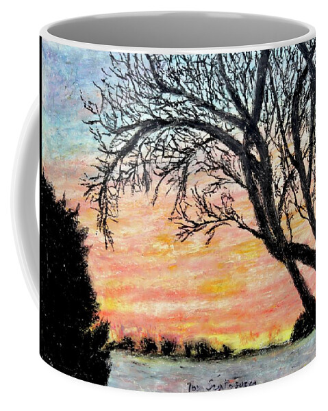 Landscape Dawn Tree Countryside Coffee Mug featuring the drawing Amish Country Dawn by Thomas Santosusso