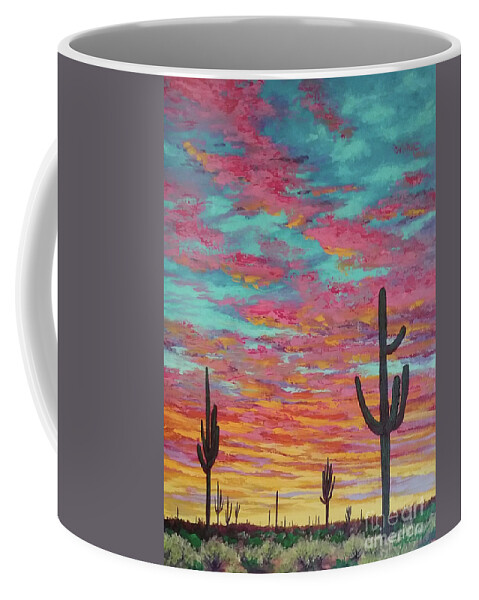 Sunset Coffee Mug featuring the painting An Arizona Sunset by Cheryl Fecht
